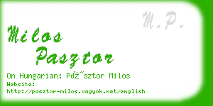 milos pasztor business card